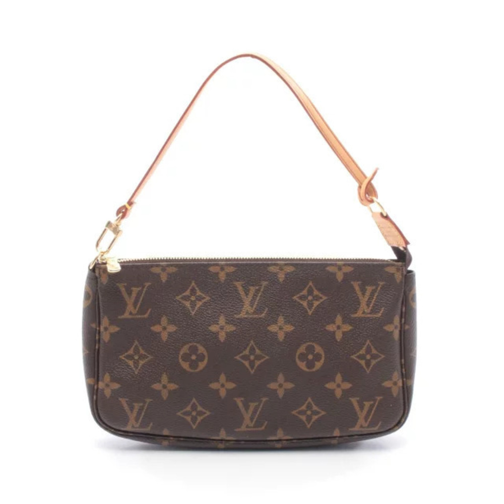 Louis Vuitton Pochette Accessoires Handbag Canvas Leather Monogram Brown